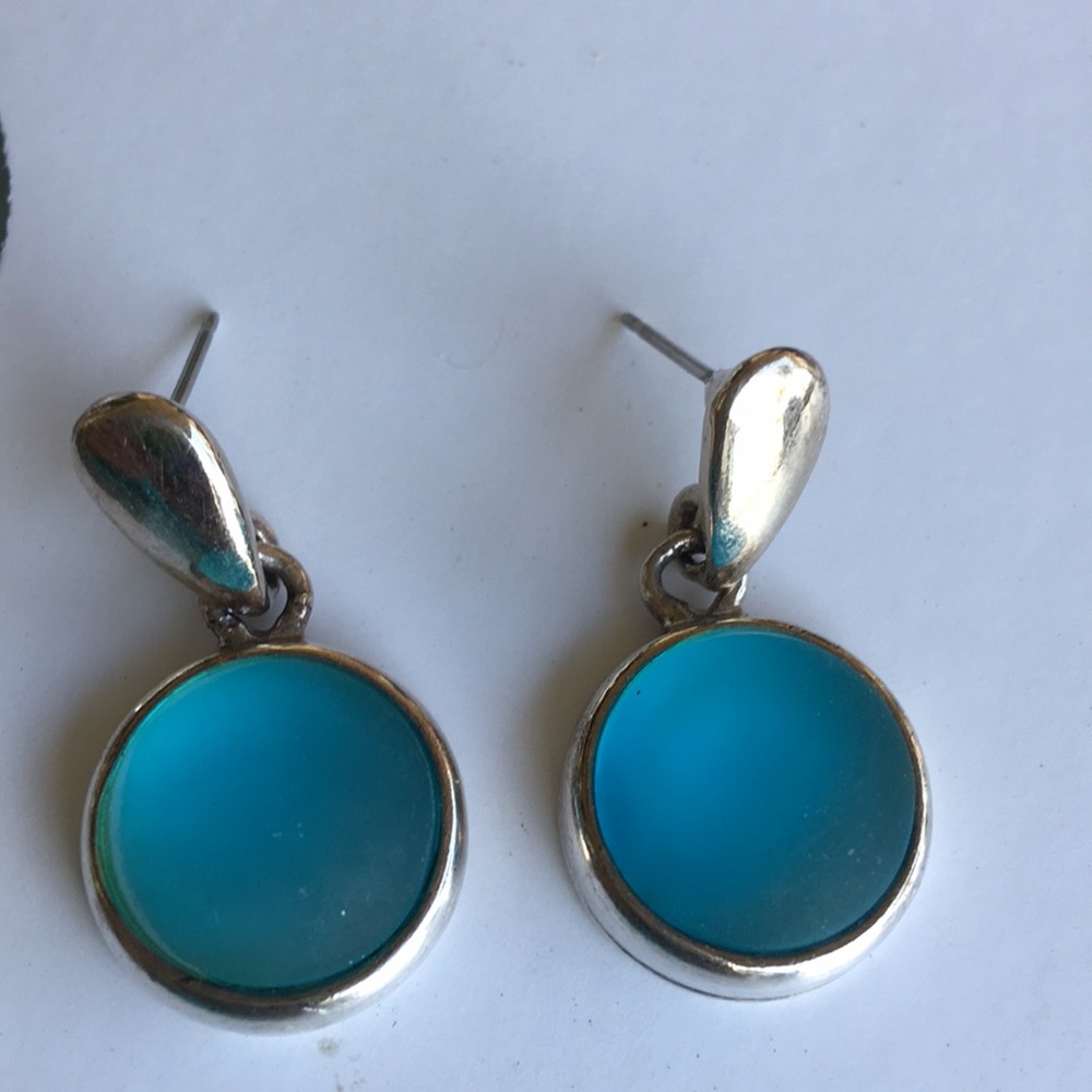 Vintage made in USA sky blue stone earrings